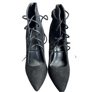 Charlotte Russe Black faux-suede lace-up stiletto pumps Size 6